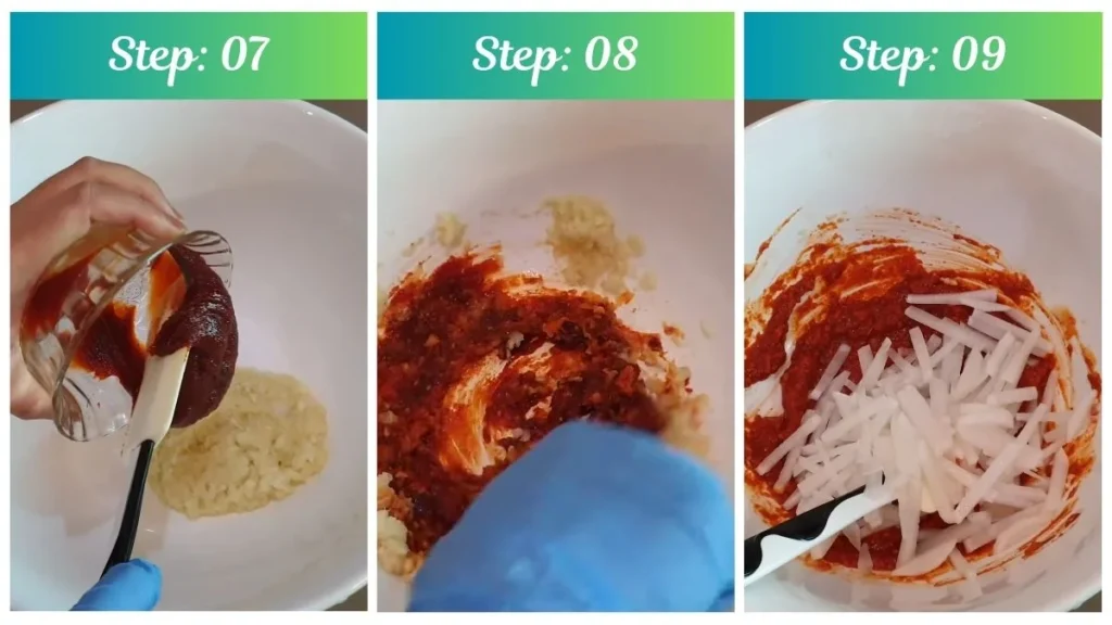 Preparing the Gochujang Kimchi
